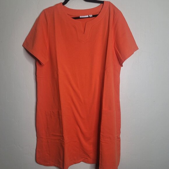 Susan Graver Knit Orange w Pockets Dress SZ XL - Picture 1 of 4